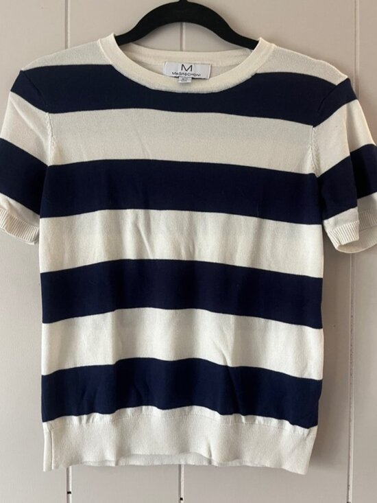 Dresses & Skirts - Cream Wide Stripe Short Sleeve Knit